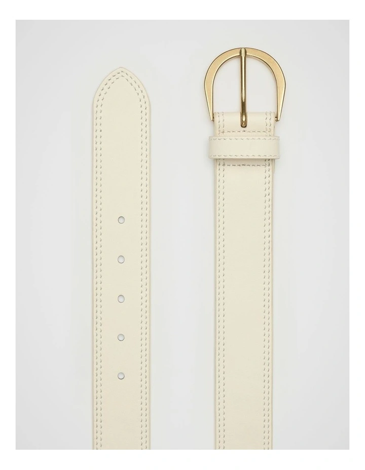 Jessie Topstitch Waist Belt in Cream image 3