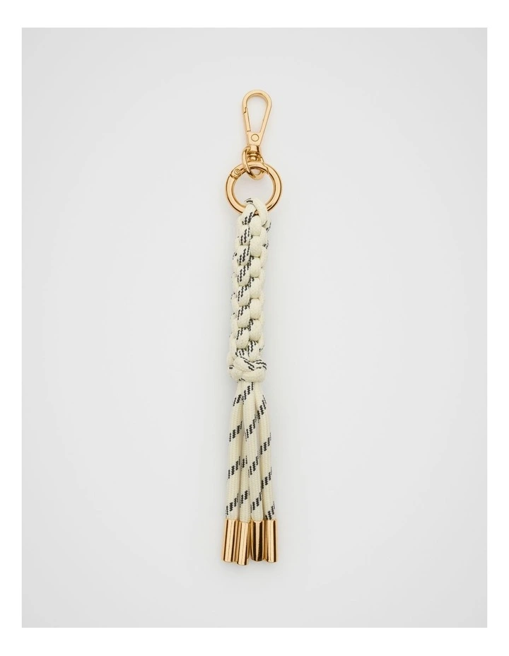 Woven Cord Keyring in Cream image 1