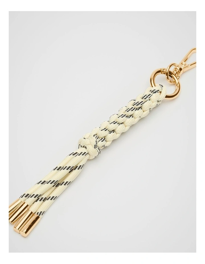 Woven Cord Keyring in Cream image 2