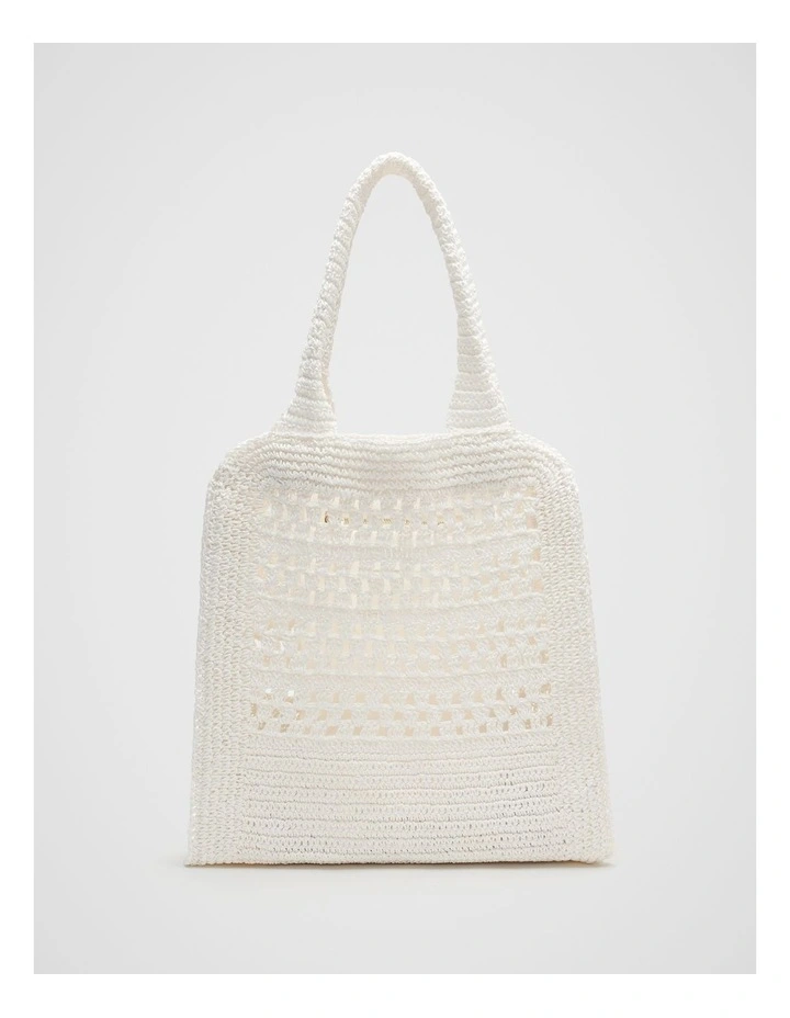 Woven Tote in White image 1