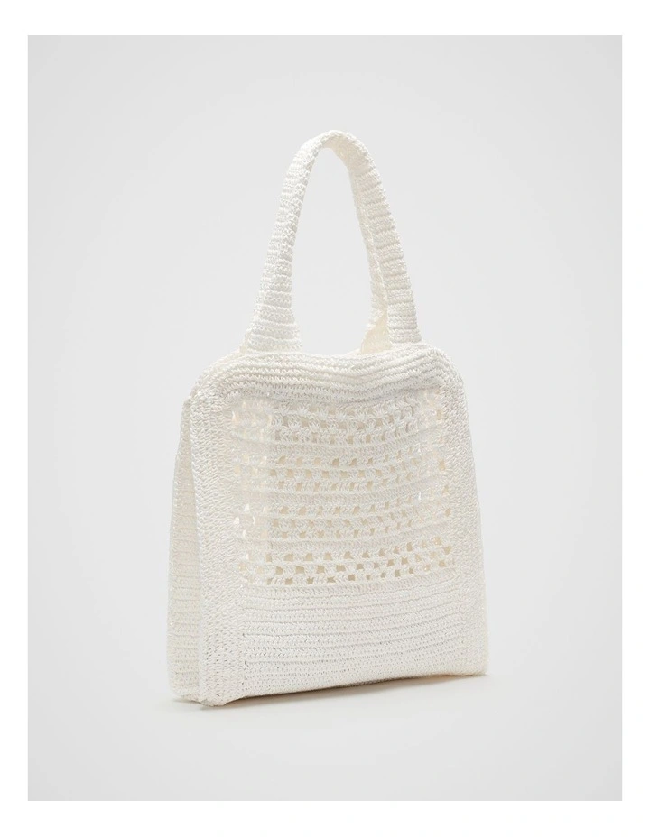 Woven Tote in White image 3