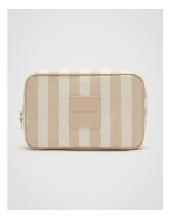 Stripe Make Up Bag in Ecru