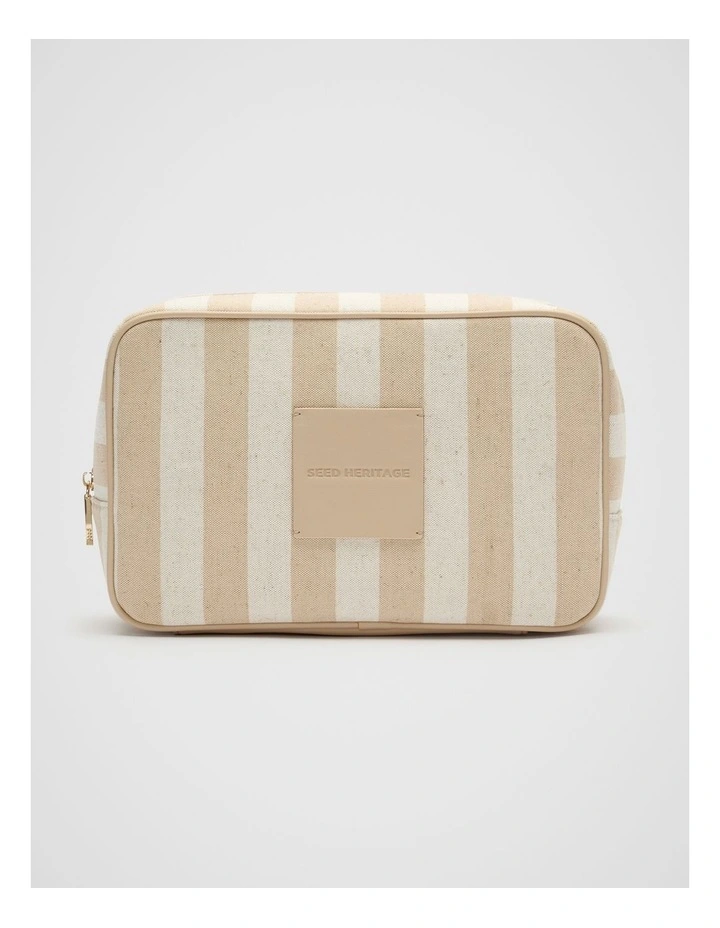 Stripe Make Up Bag in Ecru image 1