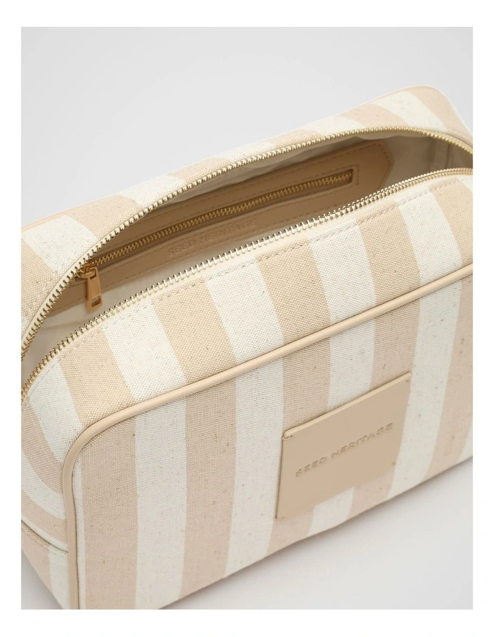 Stripe Make Up Bag in Ecru image 2