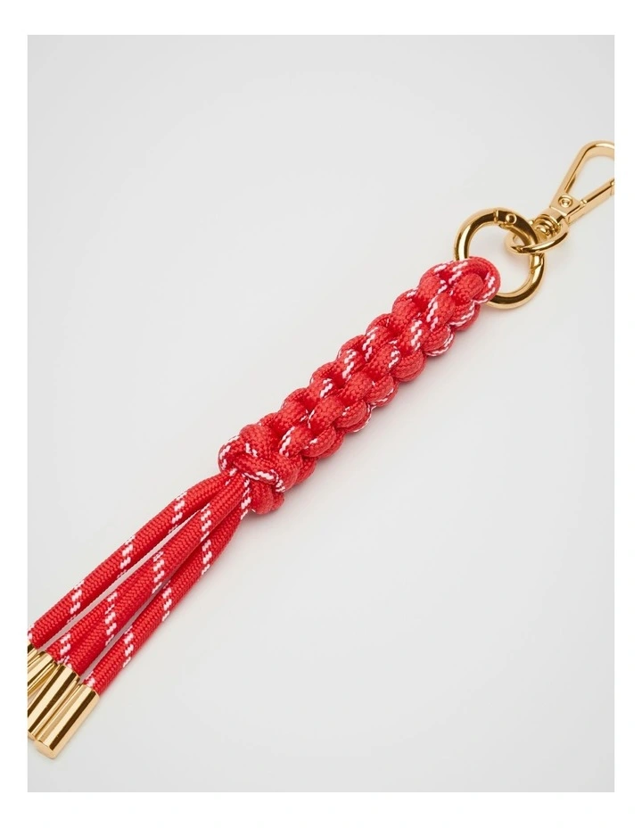 Woven Cord Keyring in Electric Crimson image 2