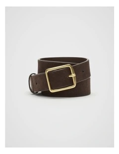Abby Classic Suede Belt in Chocolate Suede