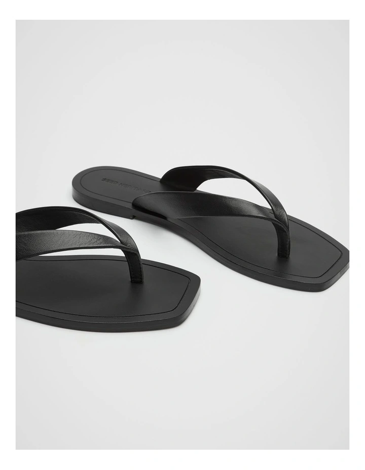 Kenna Leather Flip Flop in Black image 3