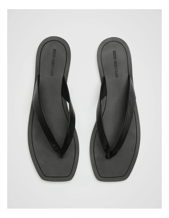 Kenna Leather Flip Flop in Black image 4