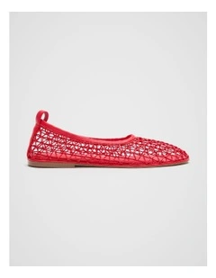 Parker Open Weave Flat Ballet in Red
