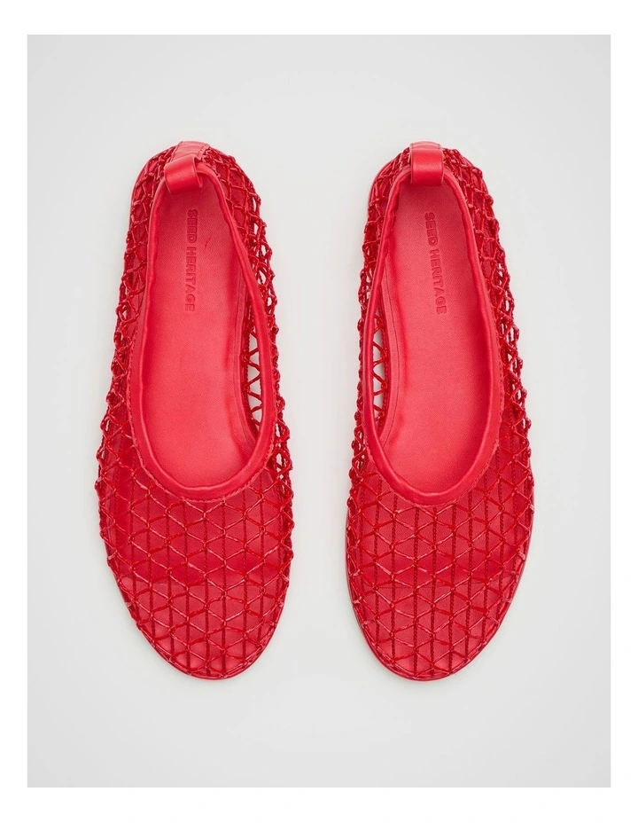 Parker Open Weave Flat Ballet in Red image 3