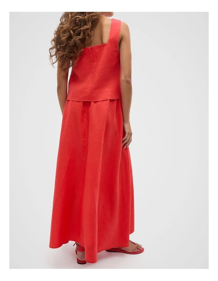 Square Neck Linen Shell Top in Electric Crimson image 2