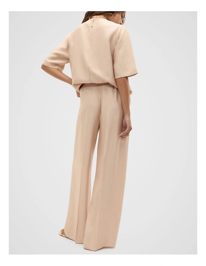 Crinkled Satin Palazzo Pant in Ecru image 2