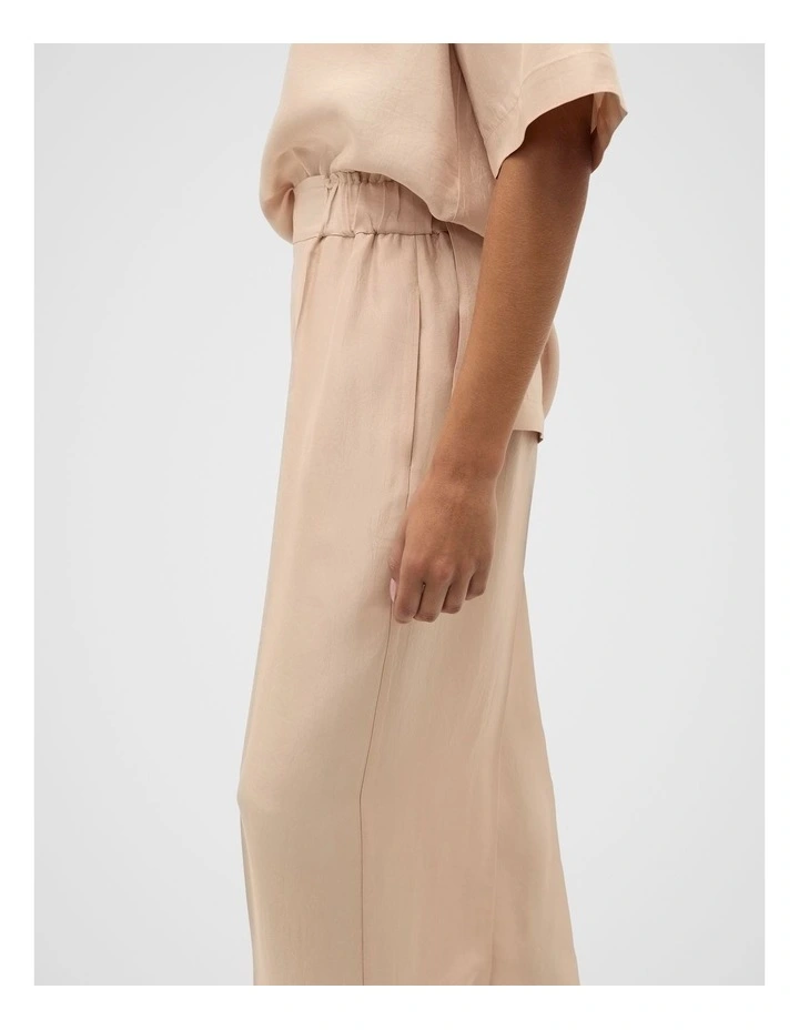 Crinkled Satin Palazzo Pant in Ecru image 4