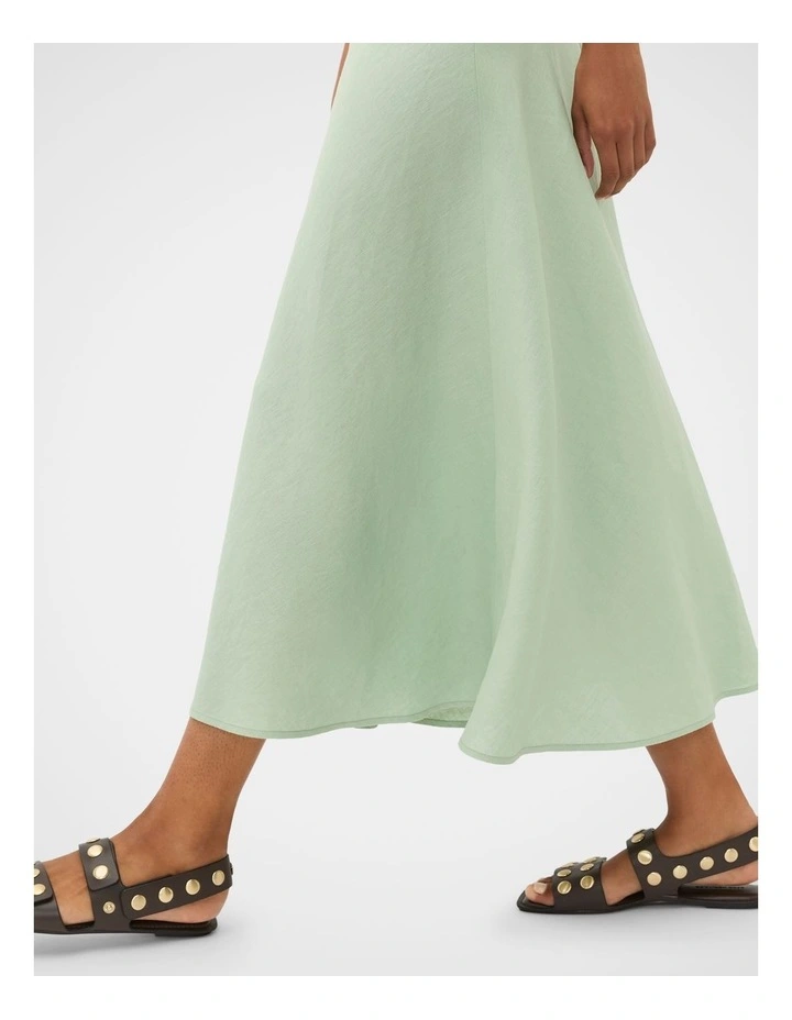 Linen Minimalist Skirt in Eucalyptus image 3