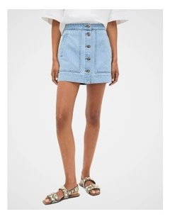 Denim Welt Pocket Mini Skirt in Glacial Blue Wash