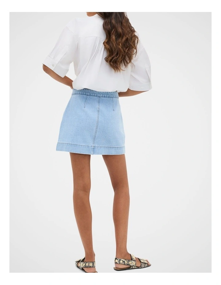 Denim Welt Pocket Mini Skirt in Glacial Blue Wash image 2