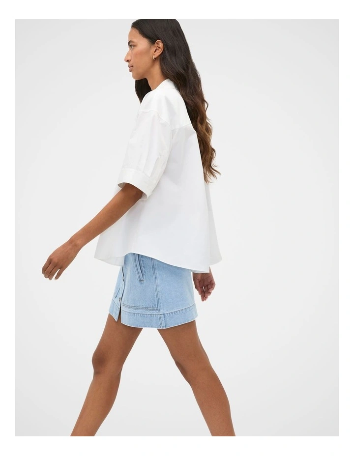 Denim Welt Pocket Mini Skirt in Glacial Blue Wash image 4