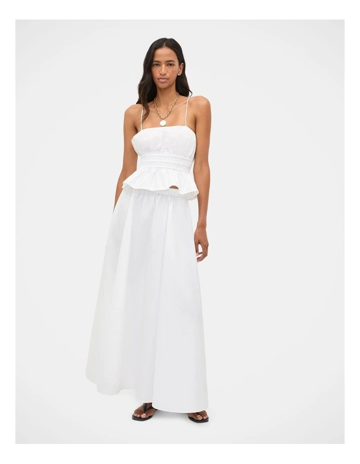 Cotton Poplin Gathered Skirt in Whisper White image 4