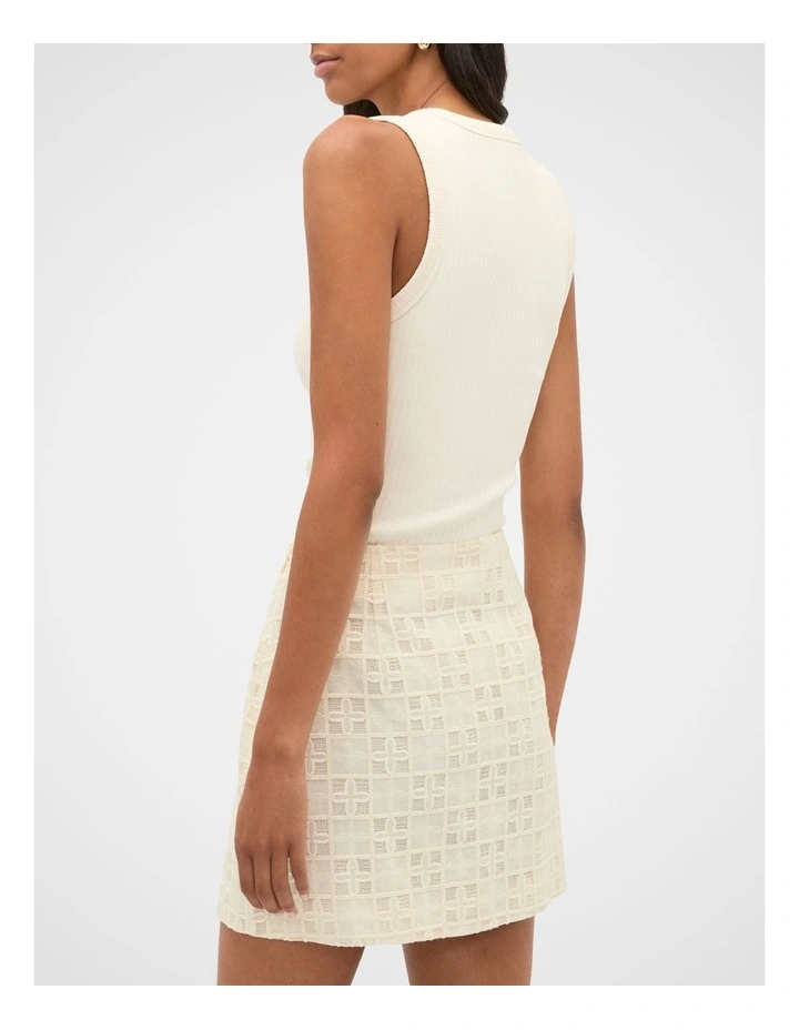 Tile Embroidery Skirt in Coconut Cream image 2