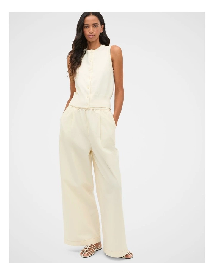 Contrast Stitch Pant in Coconut Cream image 3