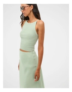 Cotton Blend Rib Knit Top in Eucalyptus