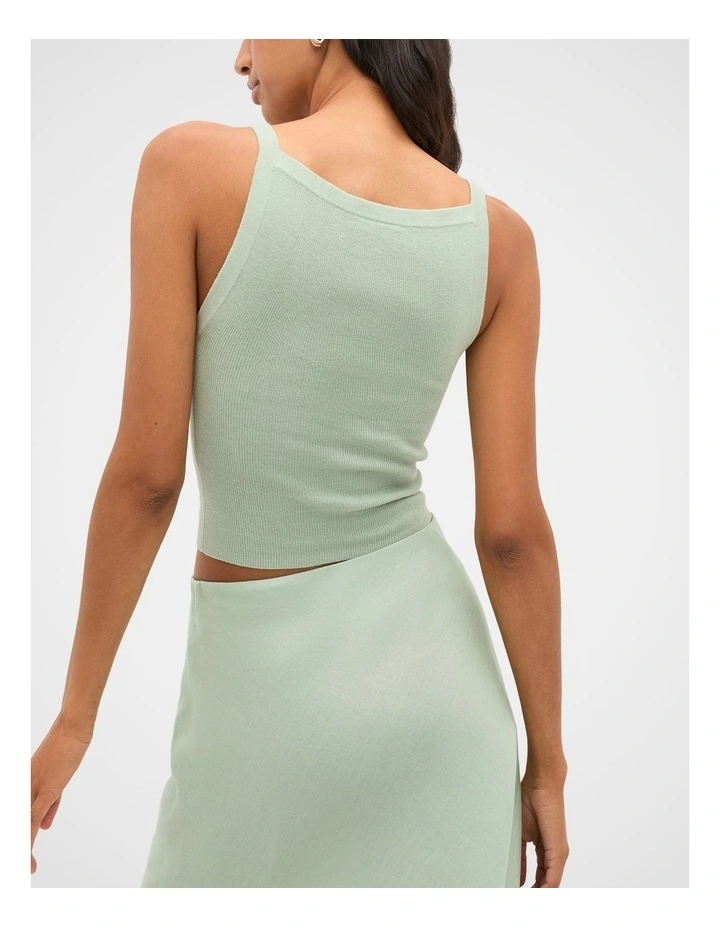 Cotton Blend Rib Knit Top in Eucalyptus image 2