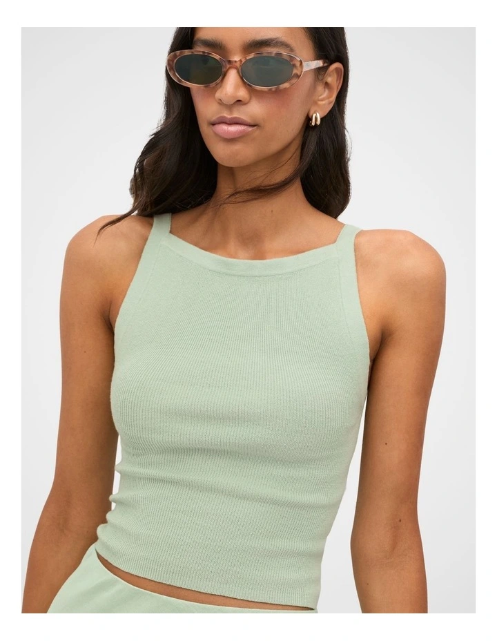 Cotton Blend Rib Knit Top in Eucalyptus image 3