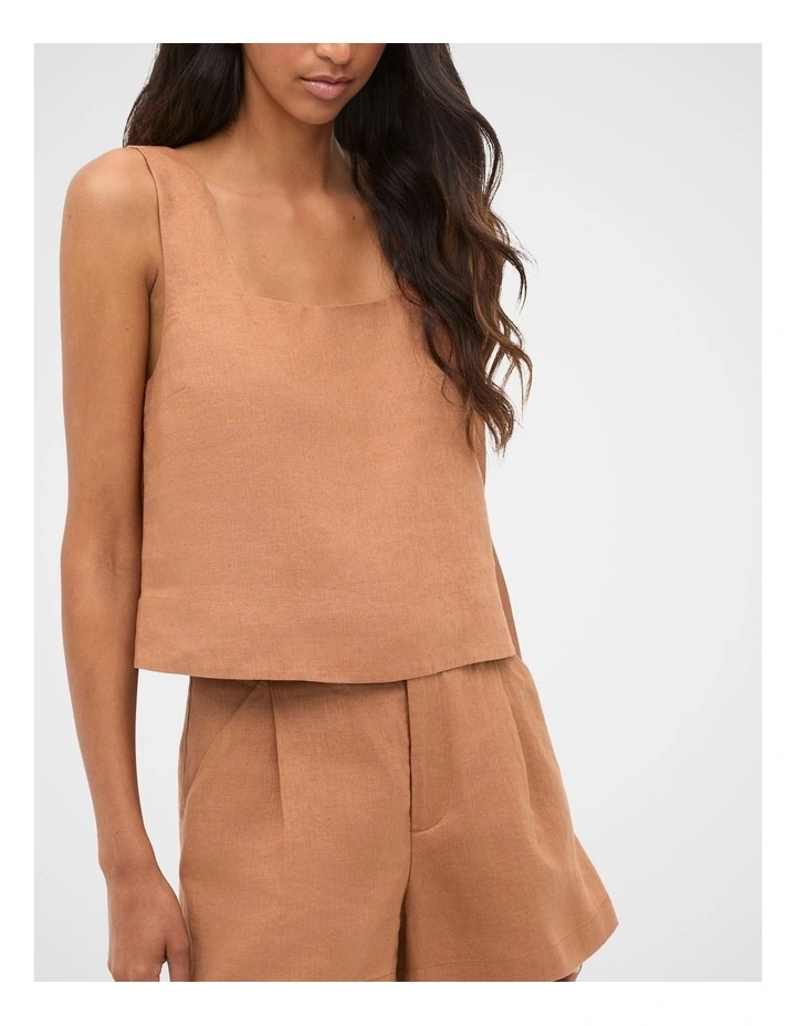 Square Neck Linen Shell Top in Copper image 1