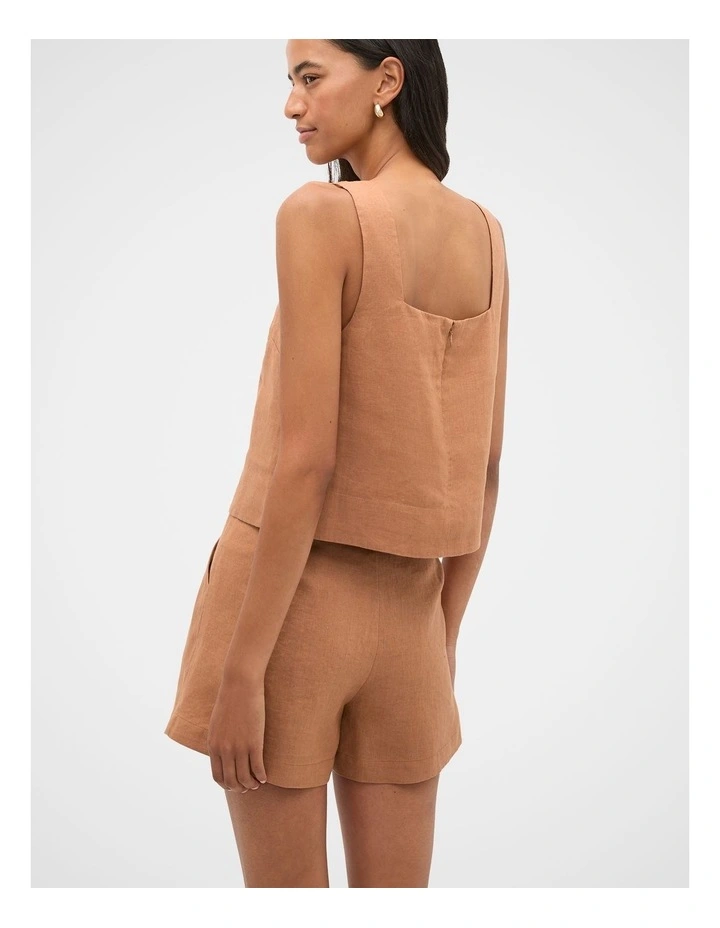 Square Neck Linen Shell Top in Copper image 2