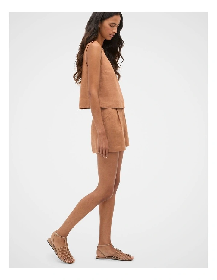 Square Neck Linen Shell Top in Copper image 3