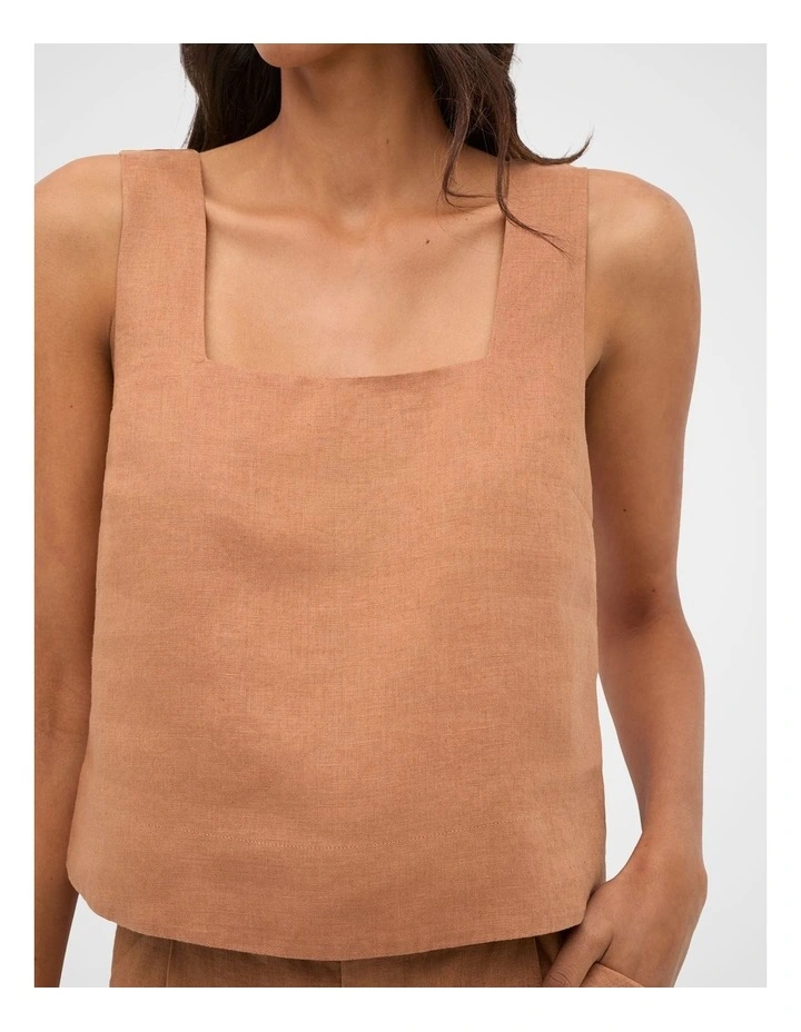 Square Neck Linen Shell Top in Copper image 4