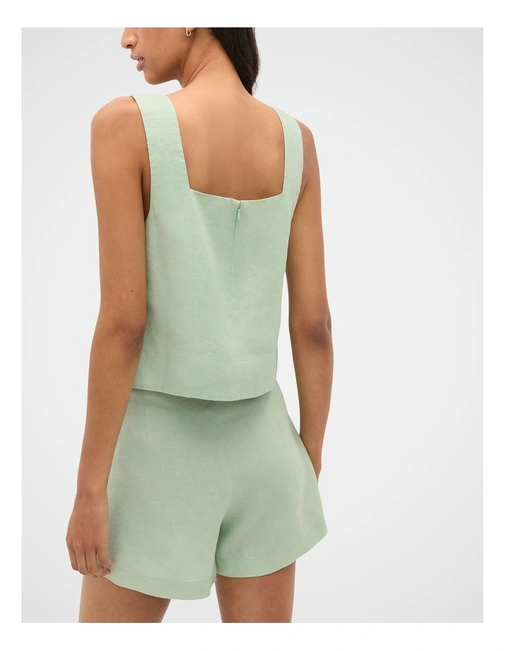 Square Neck Linen Shell Top in Eucalyptus image 2