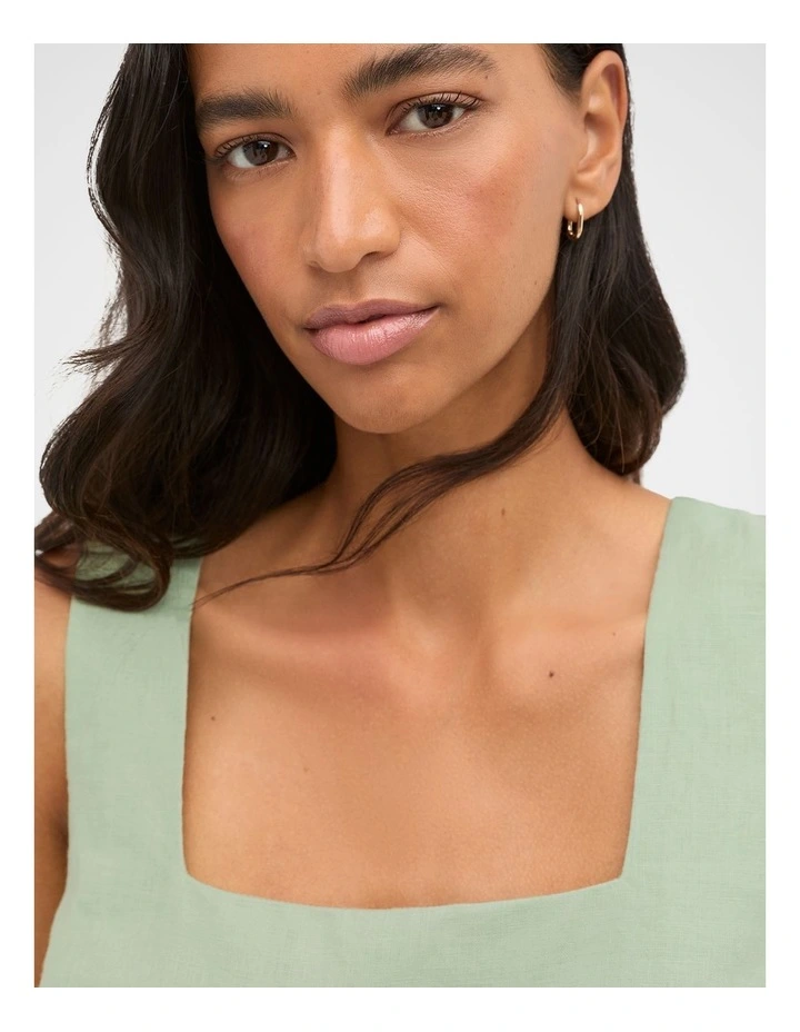 Square Neck Linen Shell Top in Eucalyptus image 4