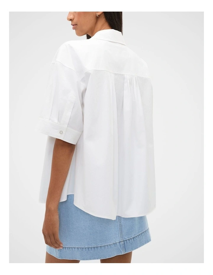 Poplin Pleat Detail Shirt in Whisper White image 2