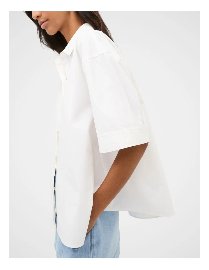 Poplin Pleat Detail Shirt in Whisper White image 3