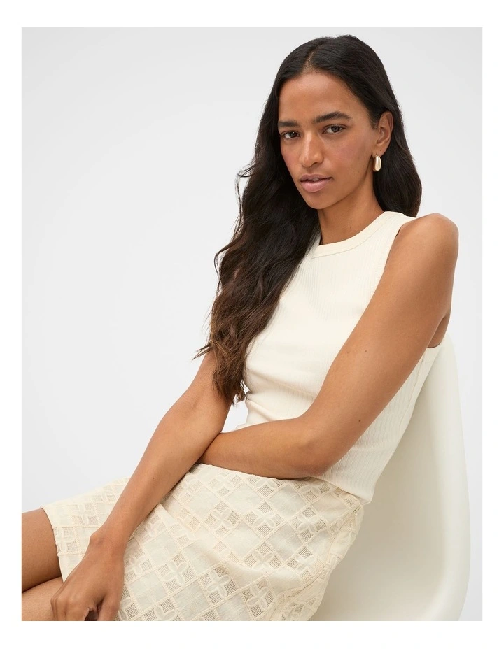 Cotton Rib Tank in Coconut Cream image 1