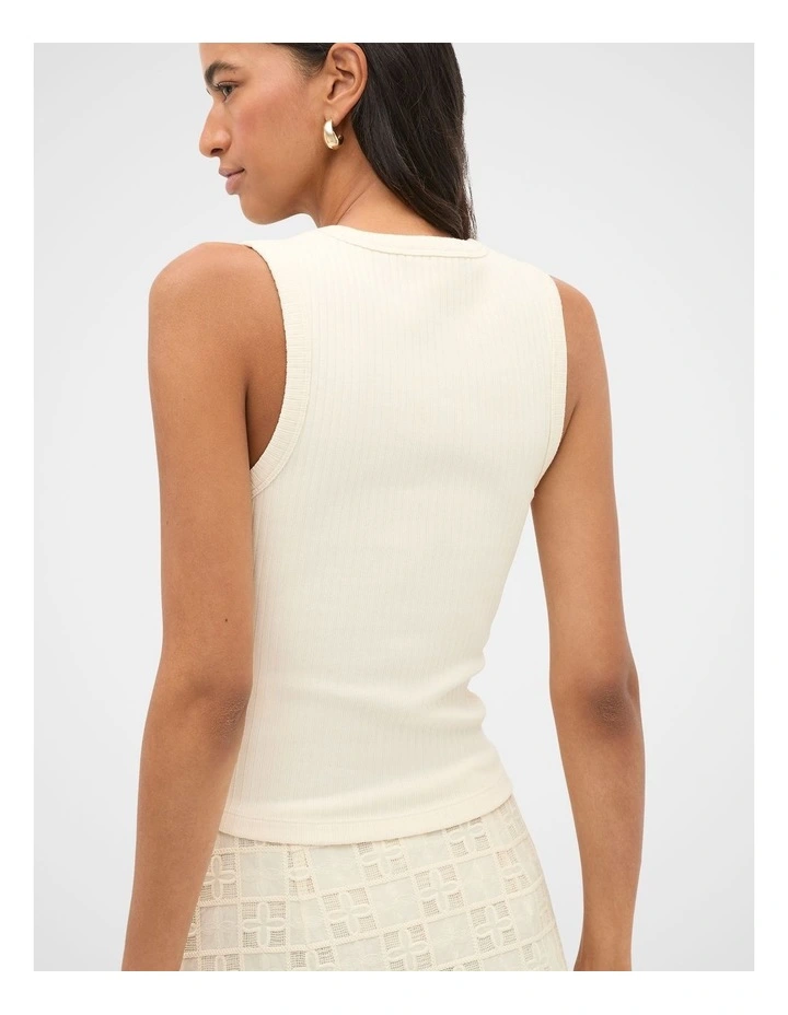 Cotton Rib Tank in Coconut Cream image 2