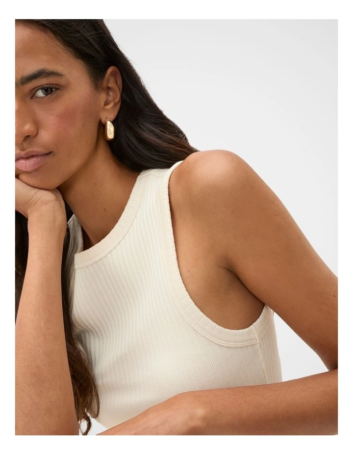 Cotton Rib Tank in Coconut Cream image 3