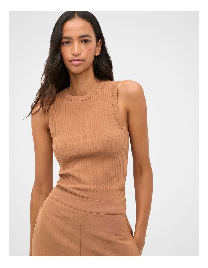 Cotton Rib Tank in Copper image 1