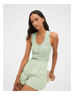 Rib Button Through Tank in Eucalyptus