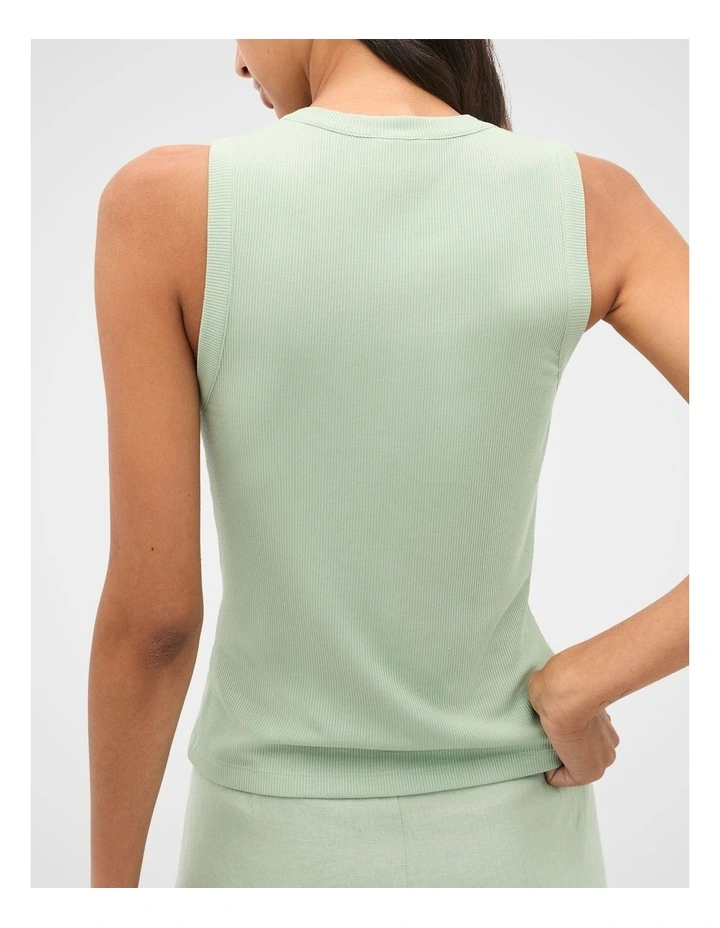 Rib Button Through Tank in Eucalyptus image 2