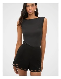 Boat Neck 90s Top in Black