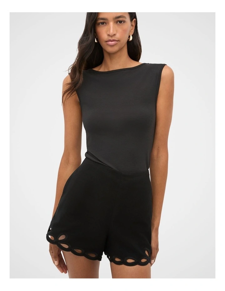 Boat Neck 90s Top in Black image 1