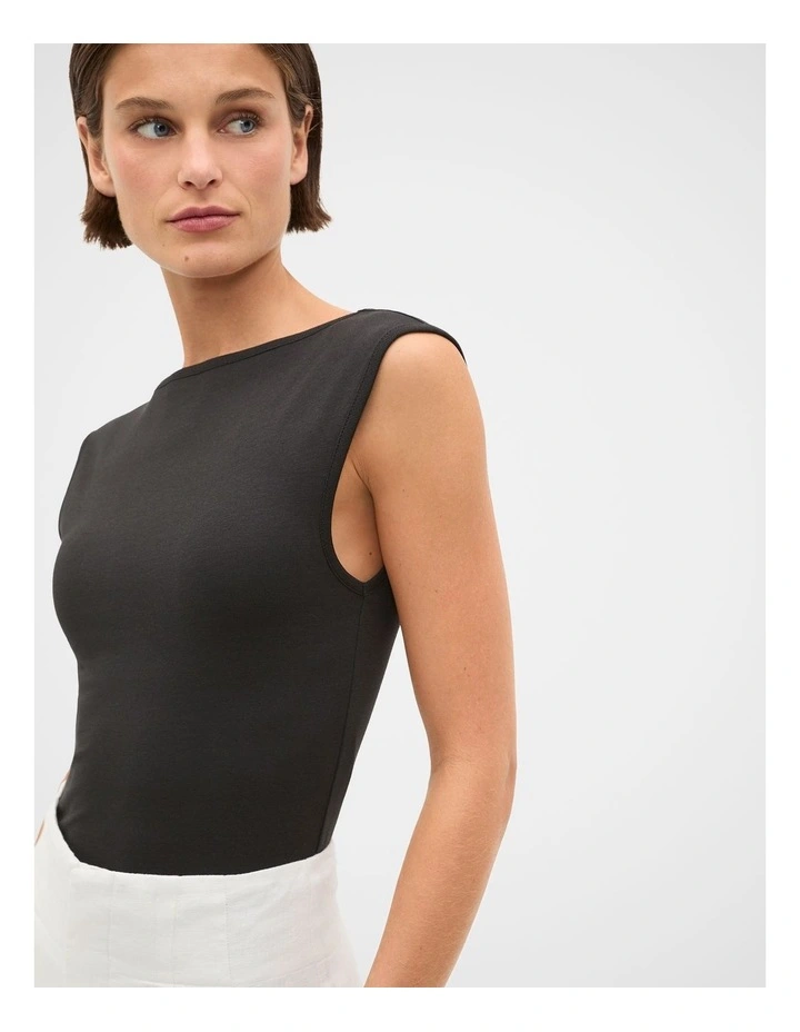 Boat Neck 90s Top in Black image 2