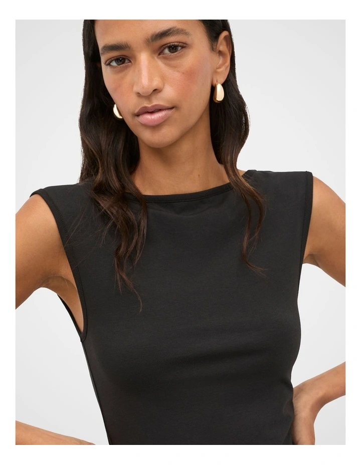 Boat Neck 90s Top in Black image 3