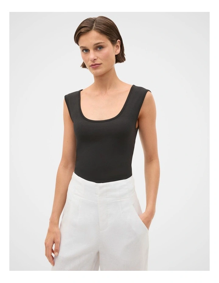 Boat Neck 90s Top in Black image 5
