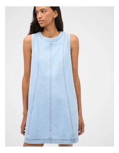 Denim Swing Mini Dress in Glacial Blue Wash