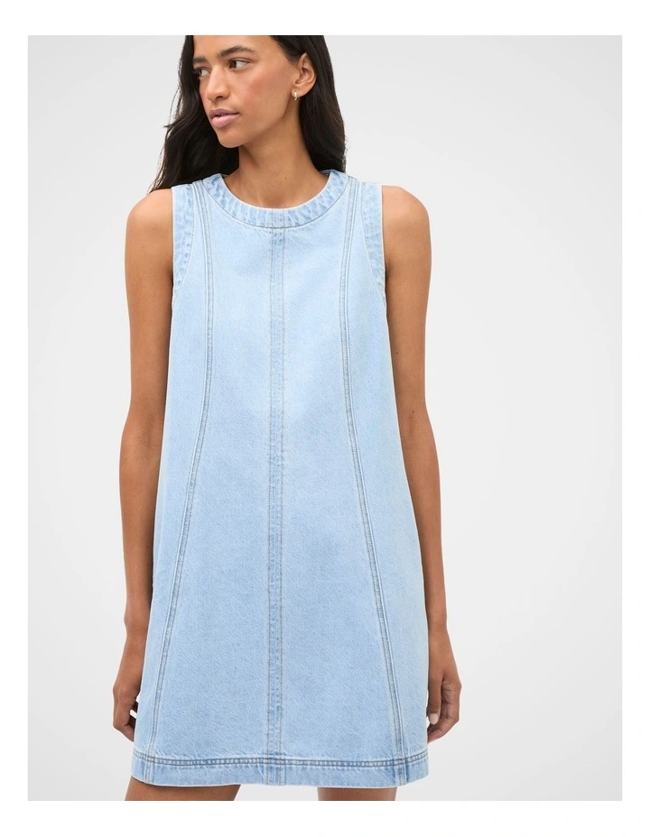 Denim Swing Mini Dress in Glacial Blue Wash image 1