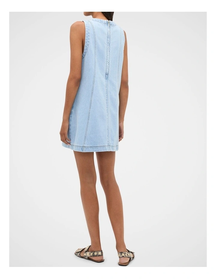 Denim Swing Mini Dress in Glacial Blue Wash image 2