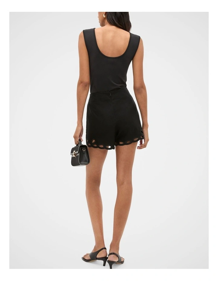 Motif Embroidered Short in Black image 2